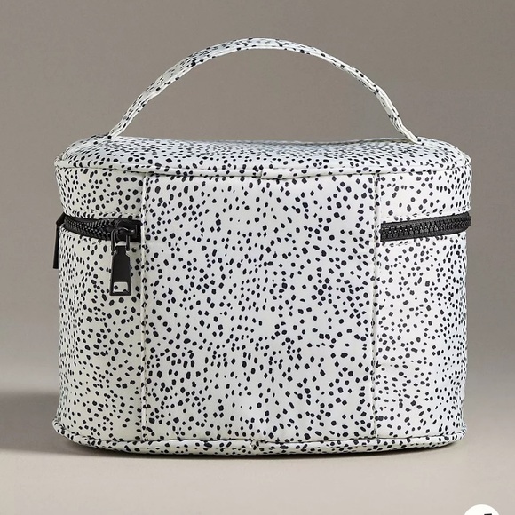 Anthropologie Printed Cosmetic Case Black and White Polka Dot - Picture 2 of 3